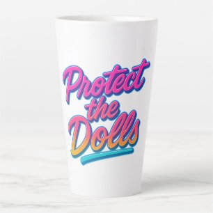 Caneca De Café Latte Proteja as Bonecas Arte Neon Retro
