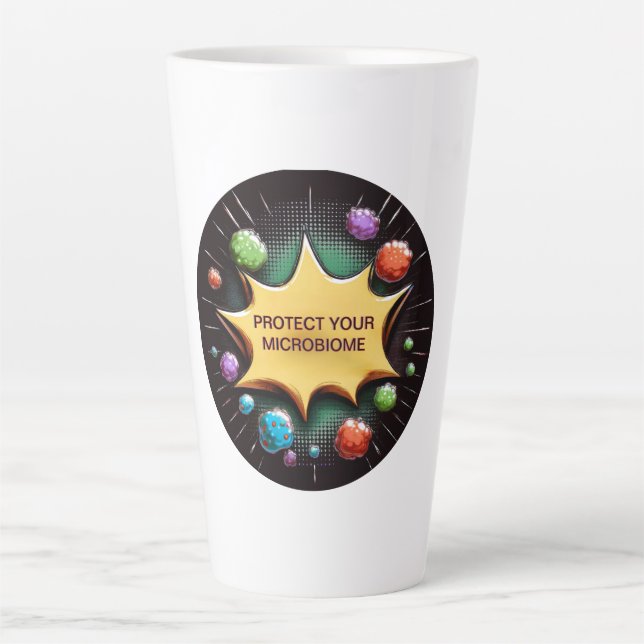 Caneca De Café Latte Proteja Os Seus Probióticos Microbiométricos Para  (Frente)
