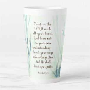 Caneca De Café Latte Proverbs 3:5-6 Confie no Senhor com todo o Seu Cor