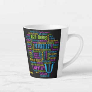 Caneca De Café Latte PSYCHOLOGY Word Cloud texto personalizado