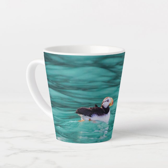 Caneca De Café Latte Puffin In Resurrection Bay, Alaska (Ângulo esquerdo)