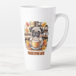 Caneca De Café Latte Pugkin Spice Latte – Cute Autumn Pug Coffee Design