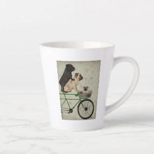 Caneca De Café Latte Pugs na Bicicleta