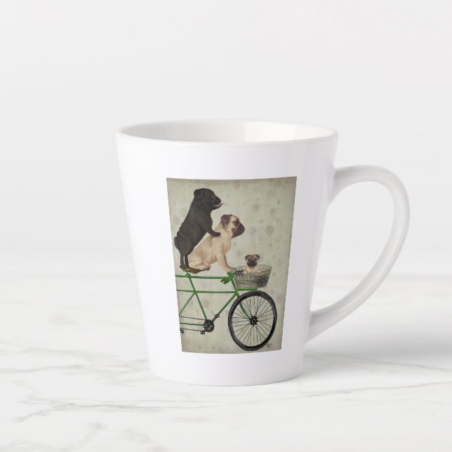 Caneca De Café Latte Pugs na Bicicleta (Direita)