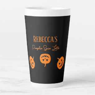 Caneca De Café Latte Pumpkin Black and Orange Pumpkin Spice Latg