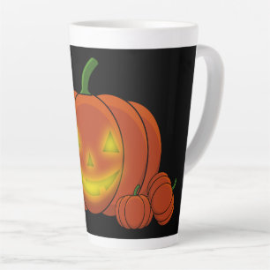 Caneca De Café Latte Pumpkin brilhante Jack-o'-Lanterna