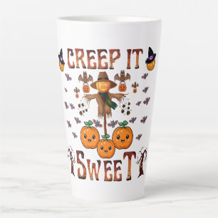 Caneca De Café Latte Pumpkin espantalho kawaii halloween arte de outono