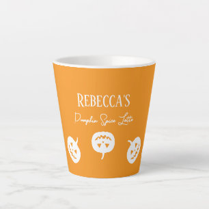 Caneca De Café Latte Pumpkin Laranja Amarelo de Halloween - Sapo Latino