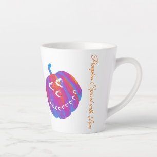Caneca De Café Latte Pumpkin Psicodélico Corações Latte