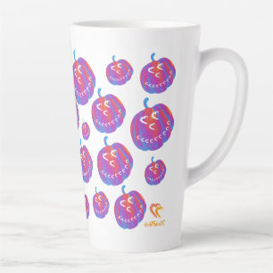 Caneca De Café Latte Pumpkin Psicodélico Corações Latte