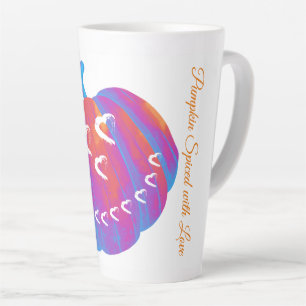 Caneca De Café Latte Pumpkin Psicodélico Corações Latte