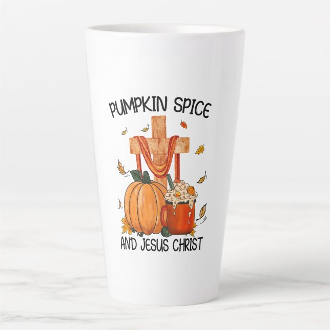 Caneca De Café Latte Pumpkin Spice E Jesus Cristo (Frente)