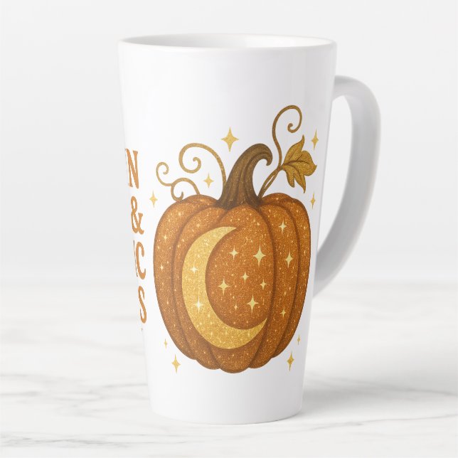 Caneca De Café Latte Pumpkin Spice & Mystic Noites Glitter Latch (Ângulo direito)