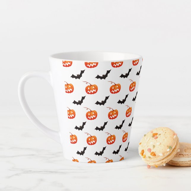 Caneca De Café Latte Pumpkins e Morcegos, Truque ou Tratar, Boo (In Situ)