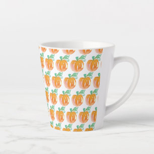 Caneca De Café Latte Pumpkins Laranja Caiu da Aquarela