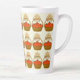 Caneca De Café Latte ☕ **Pumpkins & Wheat Basket Latte Mug
