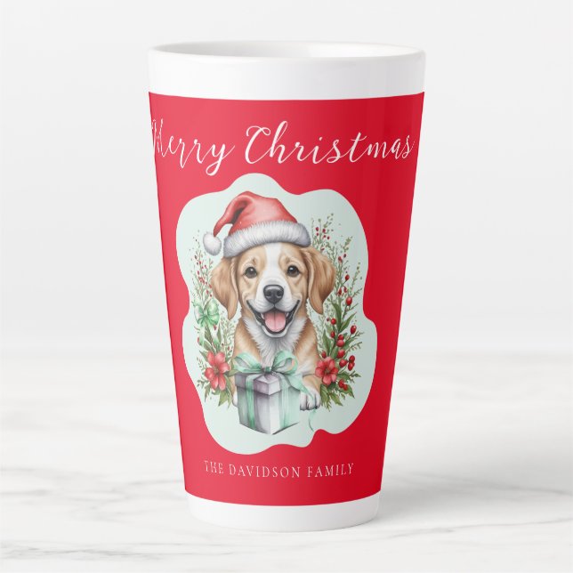 Caneca De Café Latte Puppy de Natal bonito (Frente)