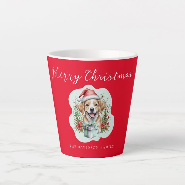 Caneca De Café Latte Puppy de Natal bonito (Frente)