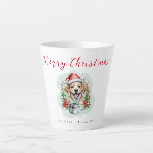 Caneca De Café Latte Puppy de Natal bonito (Frente)