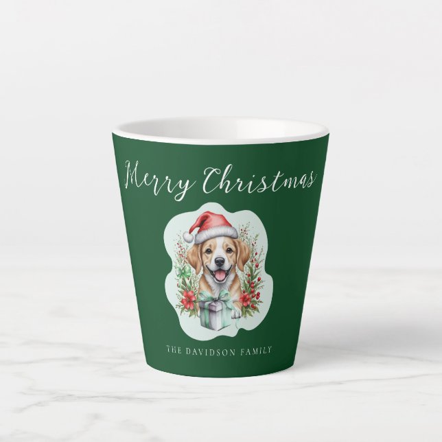 Caneca De Café Latte Puppy de Natal bonito (Frente)