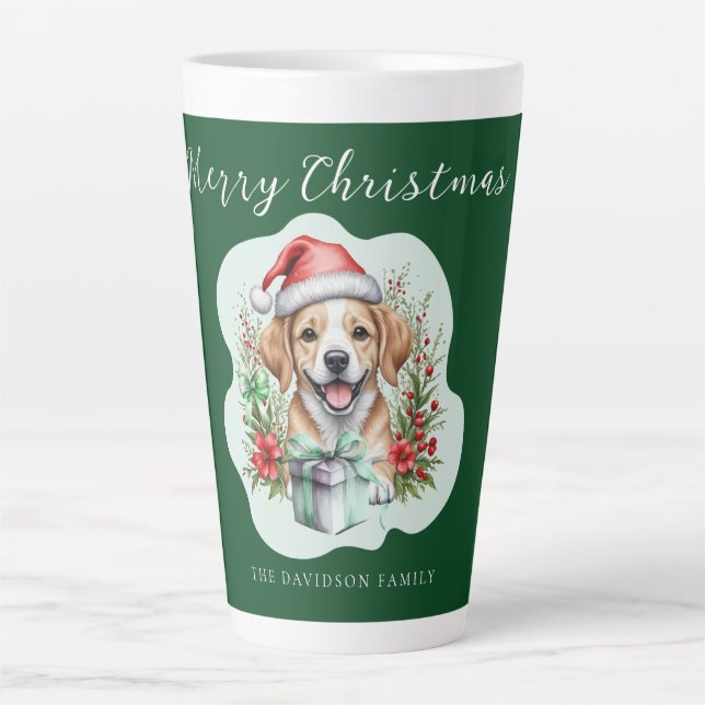 Caneca De Café Latte Puppy de Natal bonito (Frente)