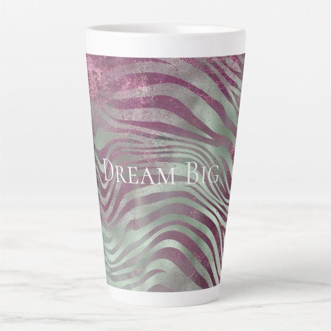 Caneca De Café Latte Purple Burgundy Aqua Mint Zebra (Frente)