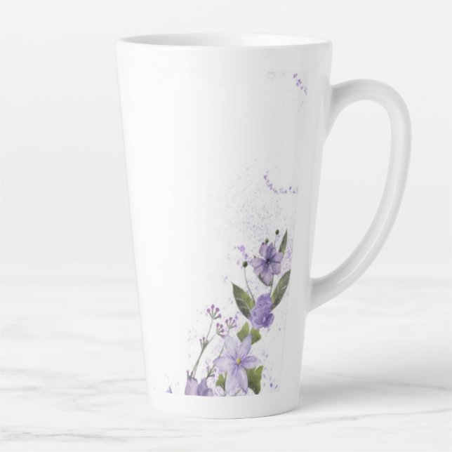 Caneca De Café Latte Purple Floral (Direita)