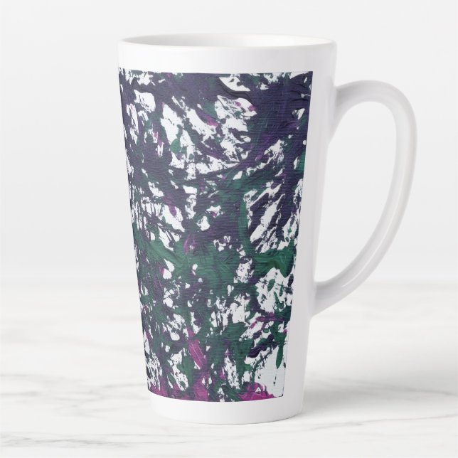 Caneca De Café Latte Purple, Green, Pink, Marble Artwork (Direita)