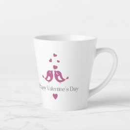 Caneca De Café Latte Purple Love Birds Valentine's Mug, Romantic Gift