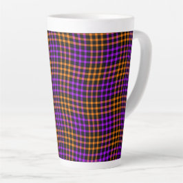 Caneca De Café Latte Purple Orange Plaid Checker Seamless Pat Latte Mug