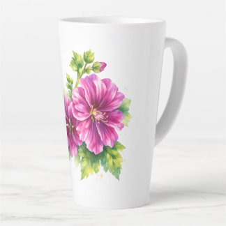 Caneca De Café Latte Purple Watercolor Flower Illustration