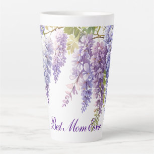 Caneca De Café Latte Púrpura esmerilada branca esmerilada floral Mãe