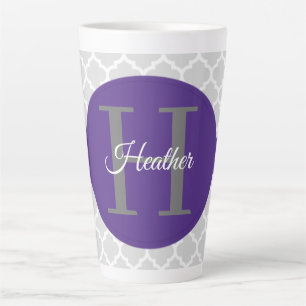 Caneca De Café Latte Púrpura Quatrefoil Personalizada Lata