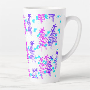 Caneca De Café Latte Púrpura rosa, podridão roxa, estrelas da árvore de