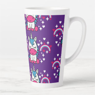 Caneca De Café Latte Púrpura Unicorn Pony