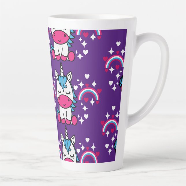 Caneca De Café Latte Púrpura Unicorn Pony (Direita)