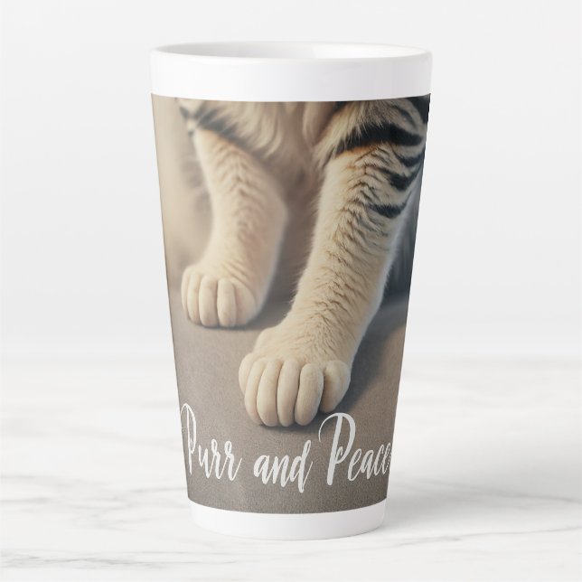 Caneca De Café Latte Purr-fect Peace (Frente)