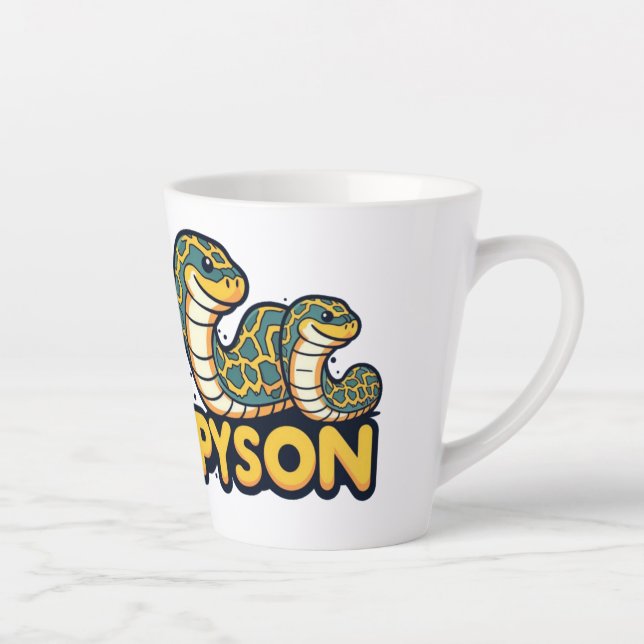 Caneca De Café Latte Python inseto e uma pequena píton (Direita)