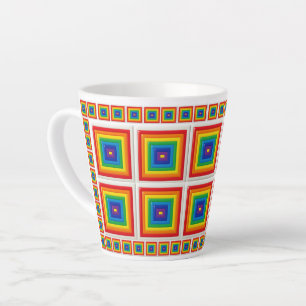 Caneca De Café Latte Quadrado 3D Arco-íris Retro