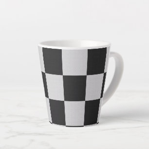 Caneca De Café Latte Quadrados Pretos e Brancos Verificados ou COR PERS