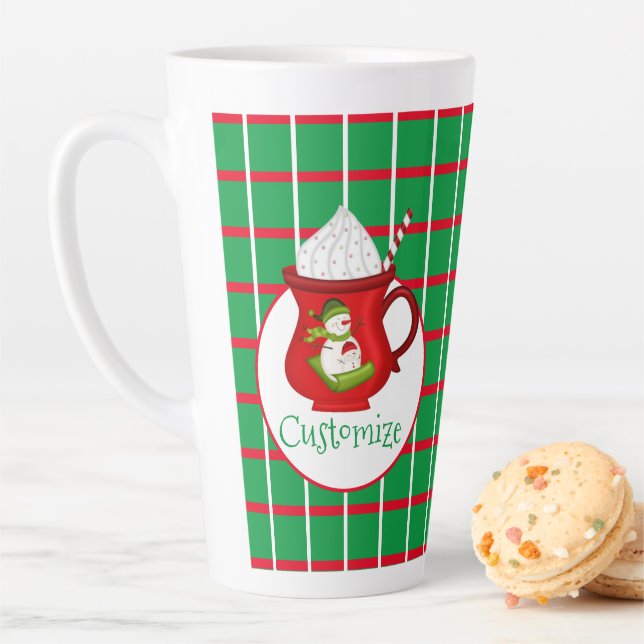 Caneca De Café Latte Quadrados Verdes com Linhas Vermelhas e Brancas La (In Situ)