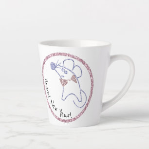 Caneca De Café Latte Quadro Dourado, ano novo, Natal