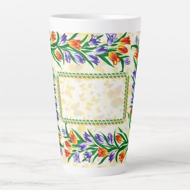 Caneca De Café Latte quadro floral (Frente)