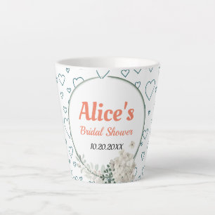 Caneca De Café Latte Quadro Floral Moderno Personalizado Chá de Noiva