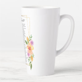 Caneca De Café Latte Quadro Geométrico Floral Psalm 91