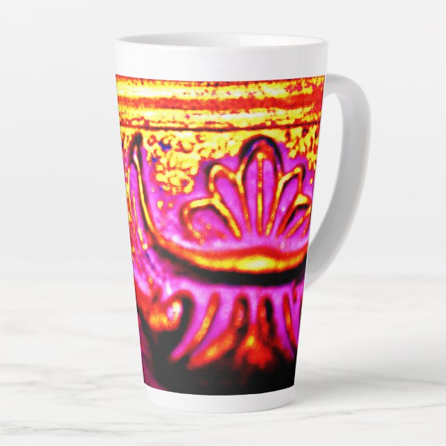 Caneca De Café Latte Quadro Rosa (Ângulo direito)