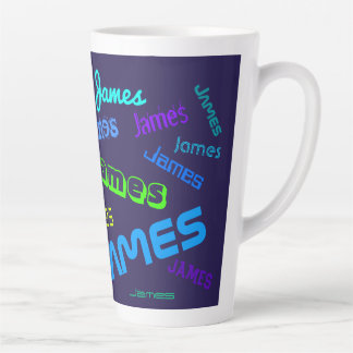 Caneca De Café Latte Qualquer Nome Padrão de Nome Colorido Personalizáv