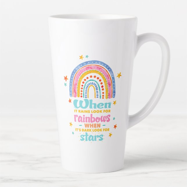 Caneca De Café Latte Quando Chover Procure Os Arcos-Chuva (Direita)
