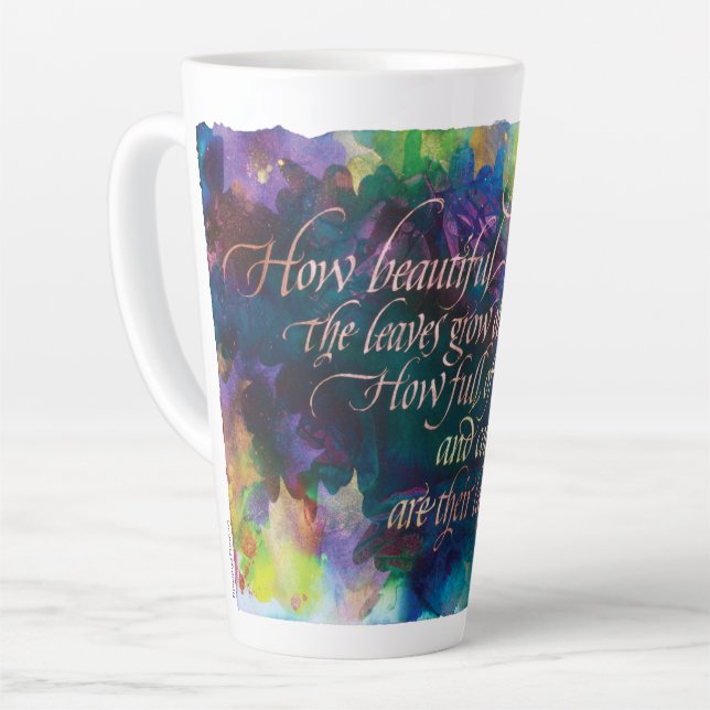 Caneca De Café Latte Quão Lindas as Folhas, (Ângulo esquerdo)