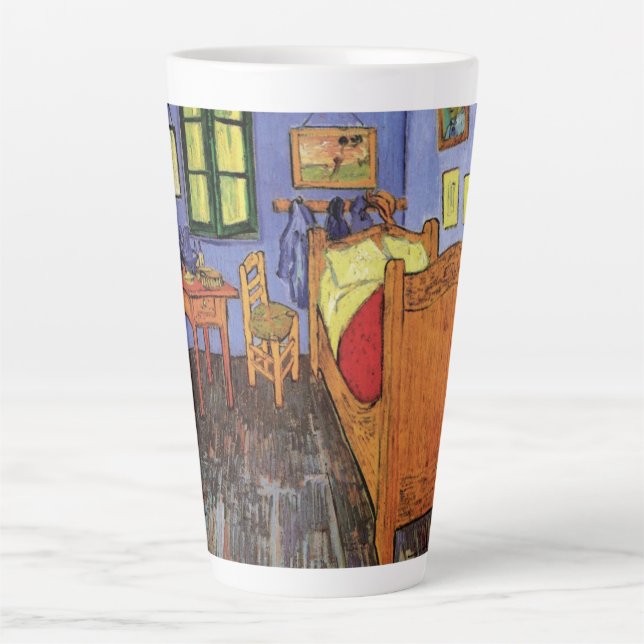 Caneca De Café Latte Quarto de Vincent em Arles por Vincent van Gogh (Frente)